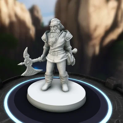 Mô hình Dwarf chiến binh cầm rìu chiến - In 3D cực sắc nét cho RPG