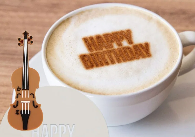Khuôn in 3D tạo hình bọt cà phê Happy Birthday cực xinh xắn - Image 1