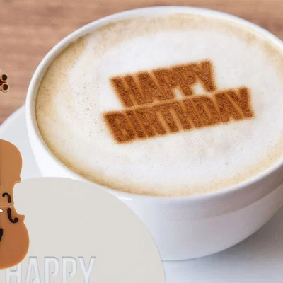 Khuôn in 3D tạo hình bọt cà phê Happy Birthday cực xinh xắn