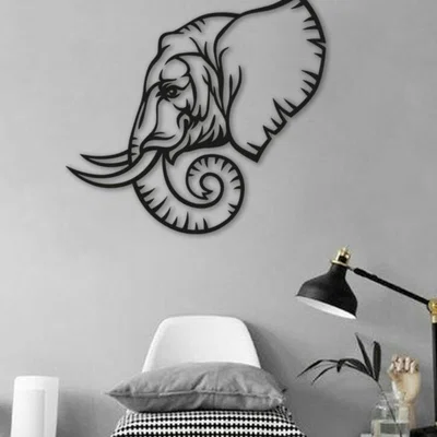 Mô hình trang trí tường hình đầu voi in 3D nghệ thuật độc đáo