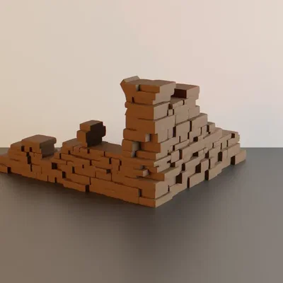 Tường góc đổ nát #7 – địa hình wargaming