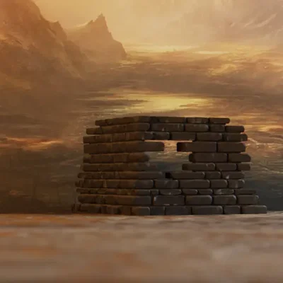 Góc tường đổ nát #2 – địa hình wargaming (Ruined corner wall #2)