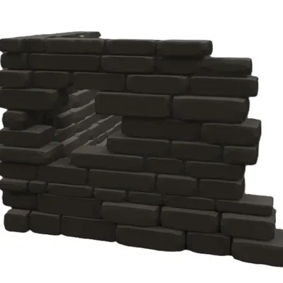 Góc tường đổ nát #2 – địa hình wargaming (Ruined corner wall #2)