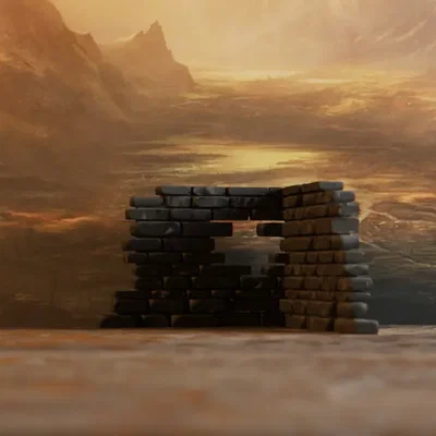 Góc tường đổ nát #2 – địa hình wargaming (Ruined corner wall #2)