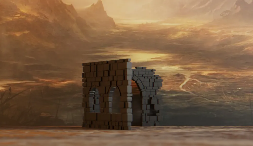 Tường góc đổ nát #3 (Ruined corner wall #3) - terrain wargaming - Image 1