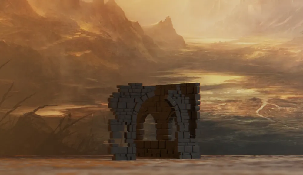 Tường góc đổ nát #3 (Ruined corner wall #3) - terrain wargaming - Image 2