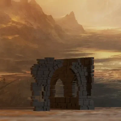 Tường góc đổ nát #3 (Ruined corner wall #3) - terrain wargaming