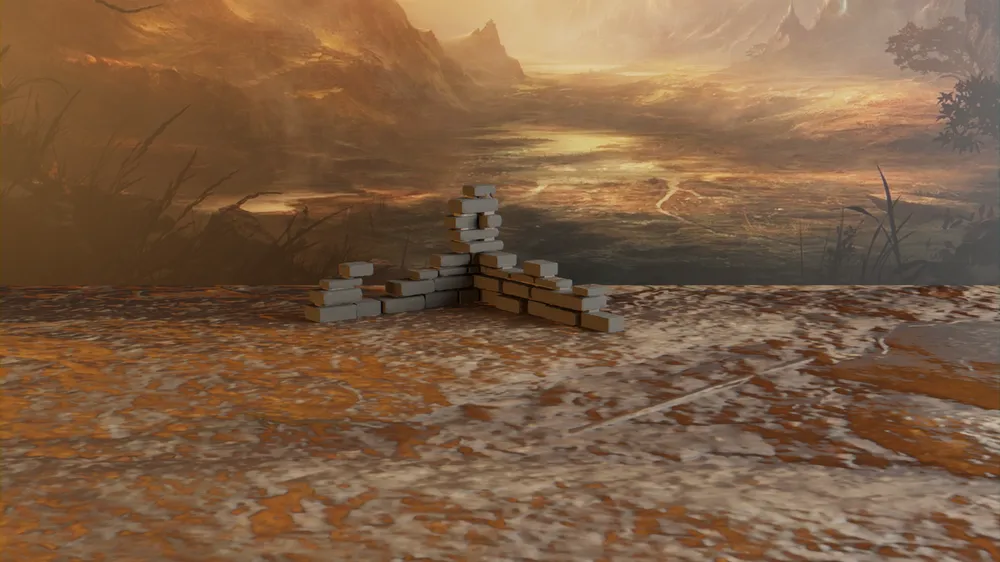 Góc tường đổ nát #2 – địa hình wargaming (Ruined corner wall #2) - Image 1