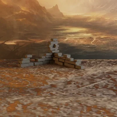 Góc tường đổ nát #2 – địa hình wargaming (Ruined corner wall #2)