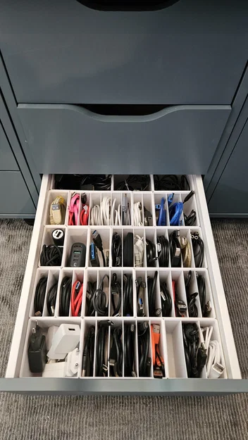 Khay Gridfinity đựng dây cáp cho ngăn kéo tủ Ikea Alex - Image 1