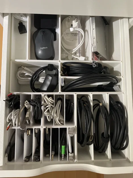 Bộ khay Gridfinity đựng dây cáp cho ngăn kéo Ikea Alex cực gọn - Image 1