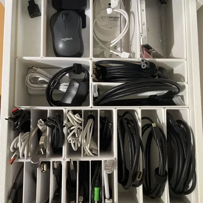 Bộ khay Gridfinity đựng dây cáp cho ngăn kéo Ikea Alex cực gọn
