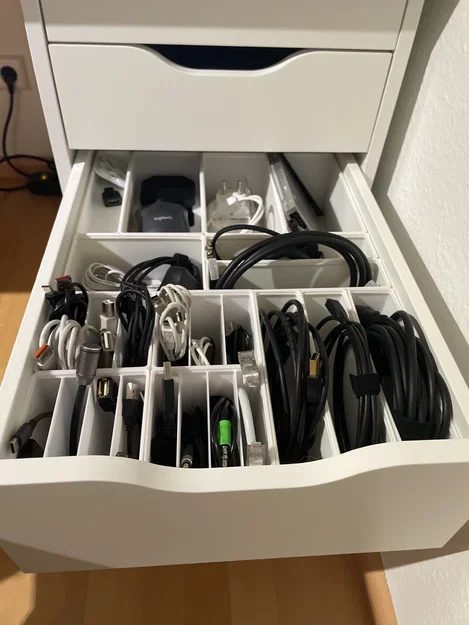 Bộ khay Gridfinity đựng dây cáp cho ngăn kéo Ikea Alex cực gọn - Image 2