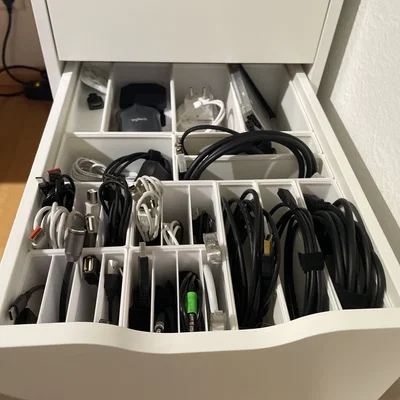 Bộ khay Gridfinity đựng dây cáp cho ngăn kéo Ikea Alex cực gọn