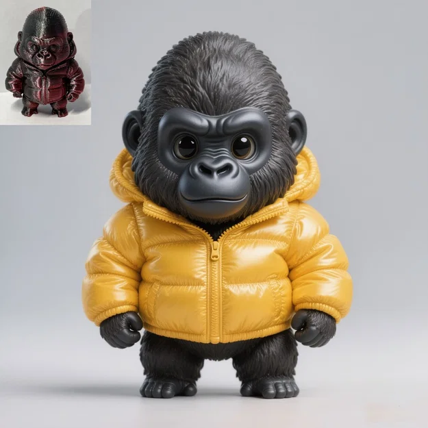 Mô hình Chibi Puffer Jacket Gorilla (Khỉ đột mặc áo phao chibi) - Image 1