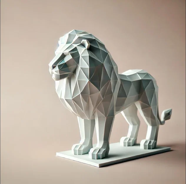 Mô hình sư tử Low Poly in 3D nghệ thuật trang trí bàn làm việc - Image 1