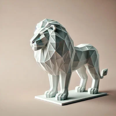 Mô hình sư tử Low Poly in 3D nghệ thuật trang trí bàn làm việc