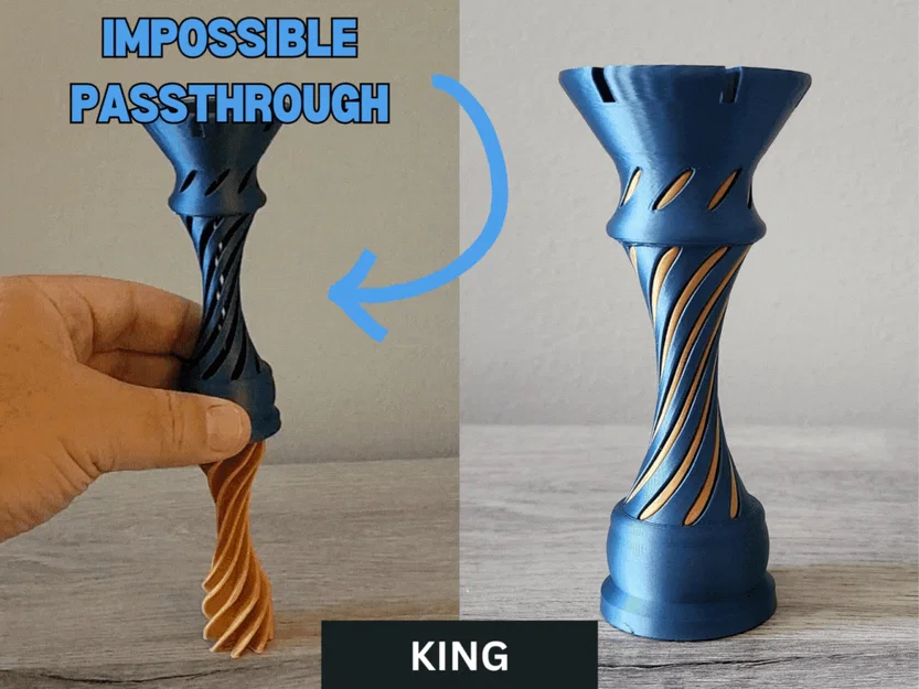 Mô hình quân Vua cờ vua xoắn ốc (King Chess Piece Impossible Passthrough) - Image 1