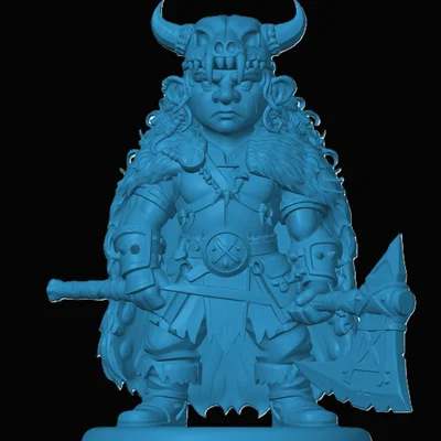Mô hình Halfling Barbarian cho game RPG