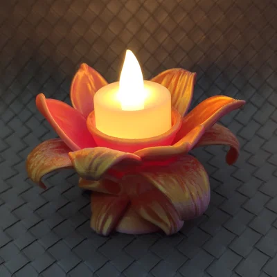 Đế nến LED hình hoa Lily