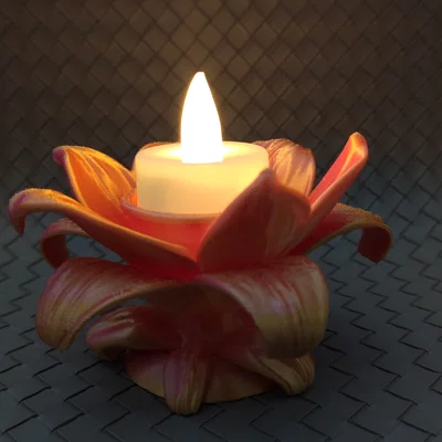 Đế nến LED hình hoa Lily