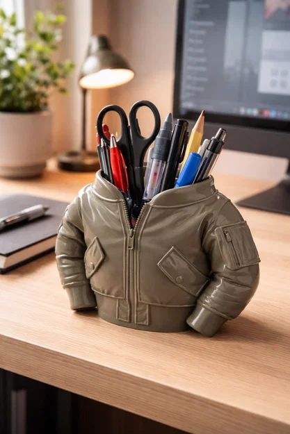 Ống cắm bút hình áo khoác Bomber - Image 1