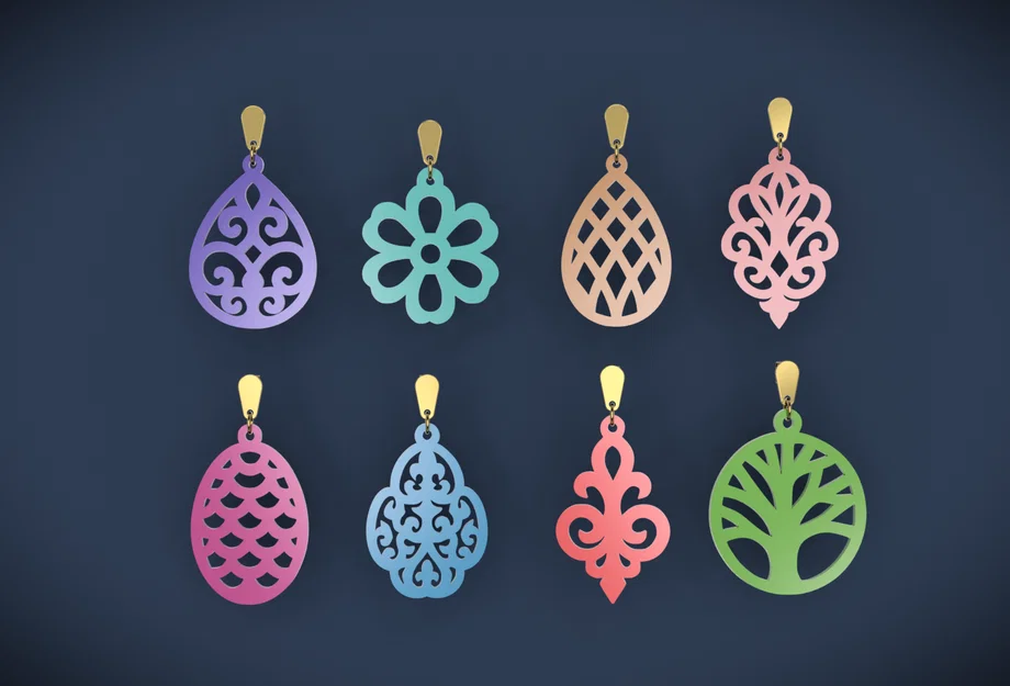 Bộ sưu tập 8 mẫu bông tai in 3D đẹp mắt - Earring Collection Vol. 2 - Image 1