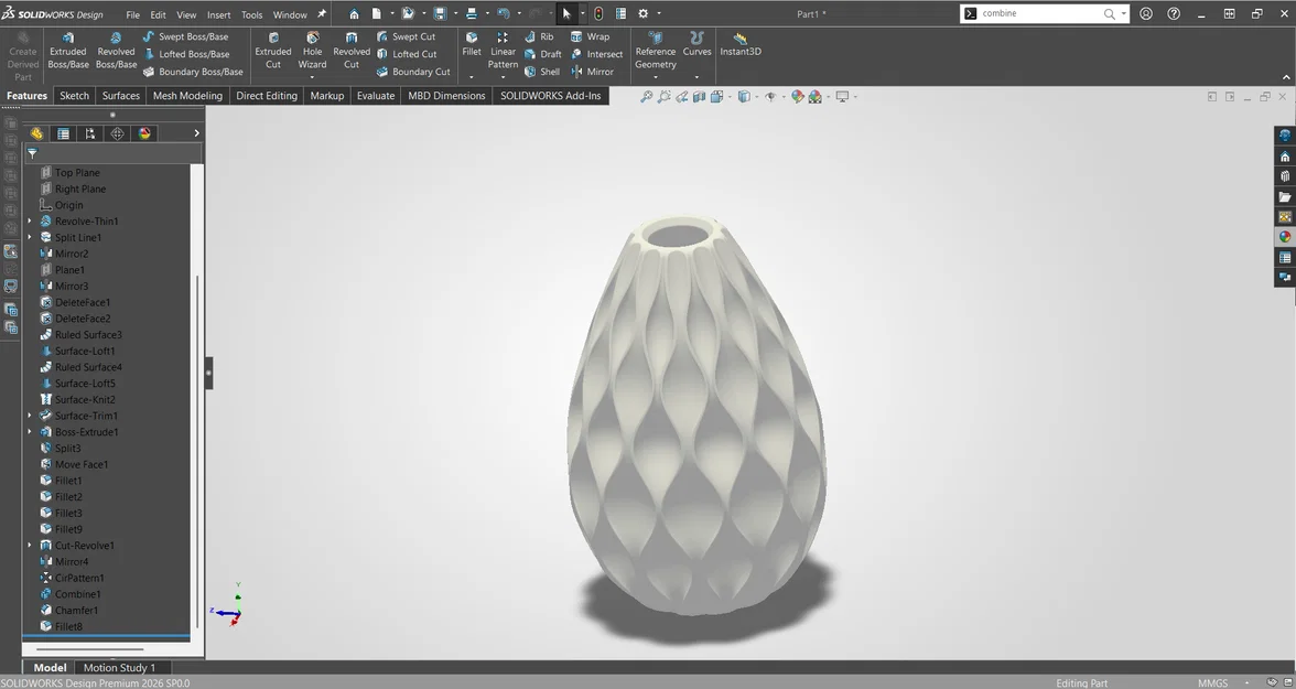 Mẫu lọ hoa trang trí 3D họa tiết lượn sóng hiện đại - Image 1