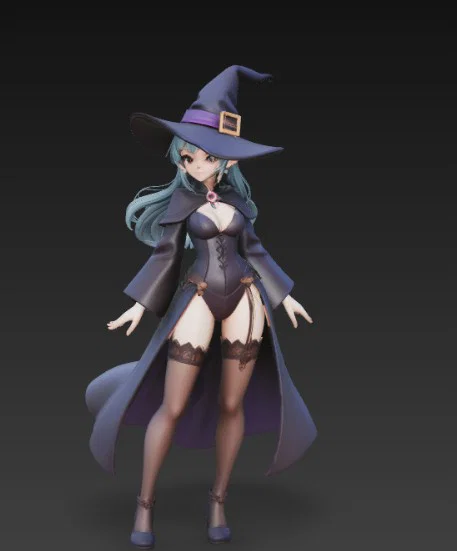 Mô hình nữ phù thủy phong cách Anime - File in 3D đẹp mắt - Image 4
