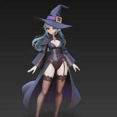 Mô hình nữ phù thủy phong cách Anime - File in 3D đẹp mắt