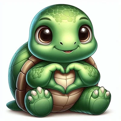 Mô hình chú rùa con in 3D dễ thương tạo hình trái tim