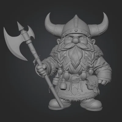 Mô hình chú lùn chiến binh Viking Horned-Helm Dwarf in 3D