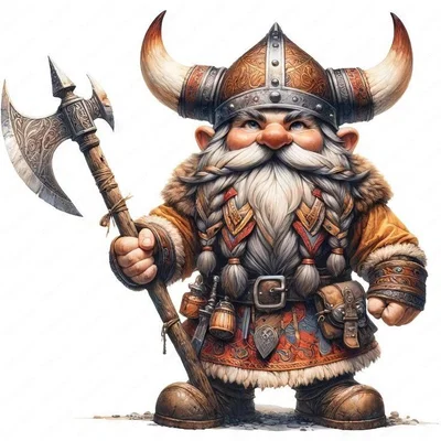 Mô hình chú lùn chiến binh Viking Horned-Helm Dwarf in 3D