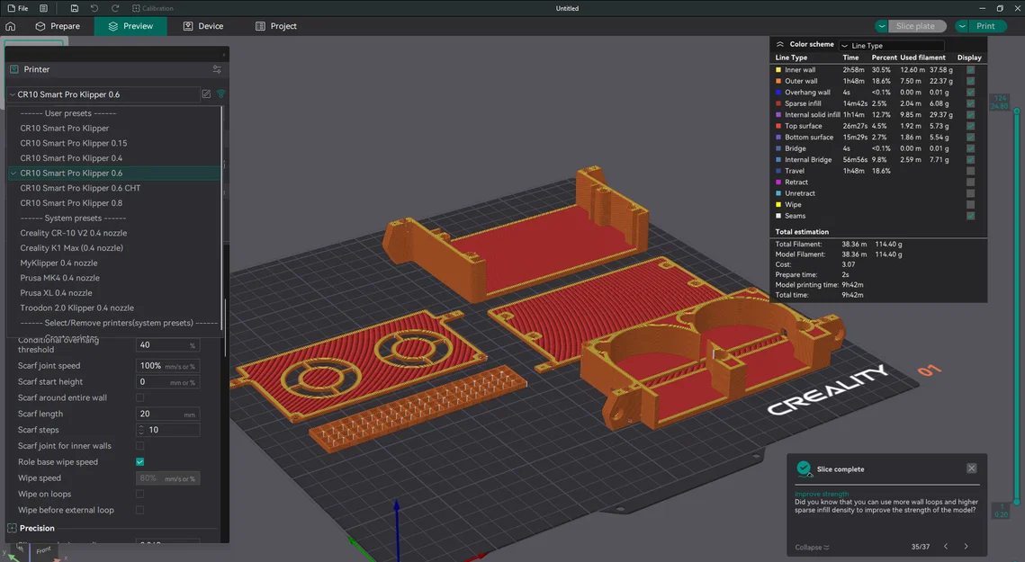 Profile Klipper Orca Slicer cho CR10 Smart Pro nozzle 0.4 - Image 1