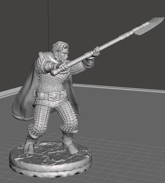 Mô hình 3D chiến binh Human Fighter cầm thương Glave cho D&D - Image 1