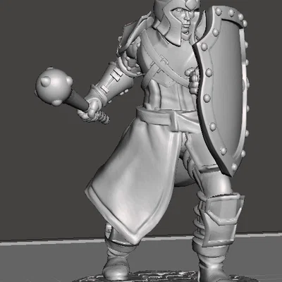 Mô hình Cleric cầm chùy và khiên cho Dungeons and Dragons
