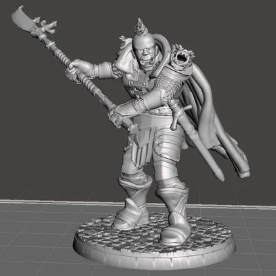 Mô hình chiến binh Half-Orc cầm giáo Glaive (Miniature for Tabletop)