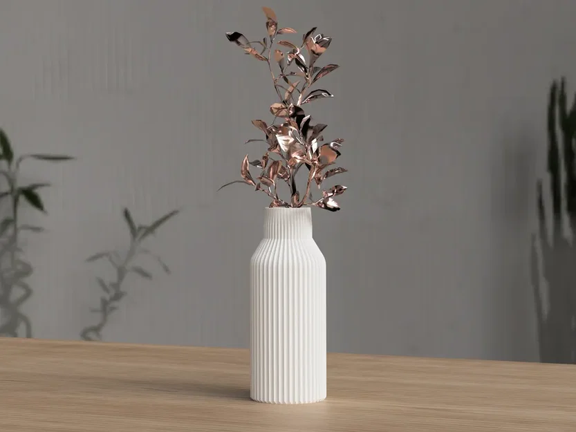Mẫu in 3D bình hoa Ribbed Vase trang trí phong cách hiện đại - Image 1