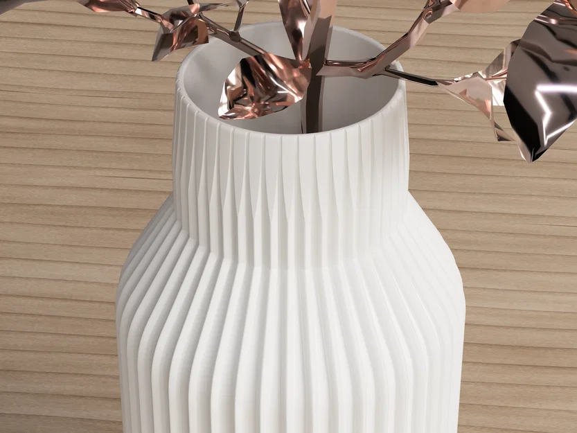 Mẫu in 3D bình hoa Ribbed Vase trang trí phong cách hiện đại - Image 2