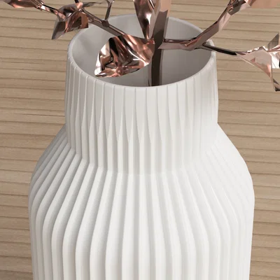 Mẫu in 3D bình hoa Ribbed Vase trang trí phong cách hiện đại