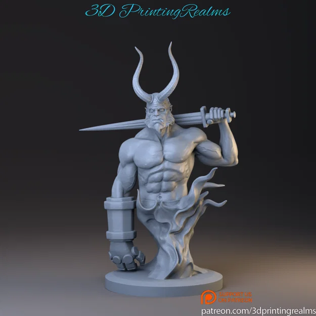 Mô hình tượng Hellboy 3D đầy cá tính (Hai phiên bản có sừng và không sừng) - Image 1