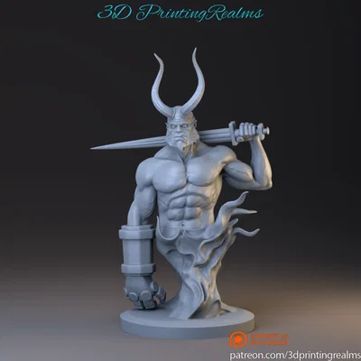 Mô hình tượng Hellboy 3D đầy cá tính (Hai phiên bản có sừng và không sừng)
