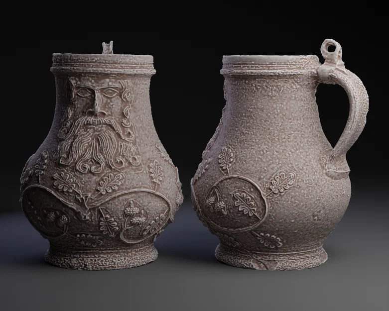 Mô hình ly cổ Bartmannkrug (Grey Beard Mug) in 3D độc đáo - Image 1