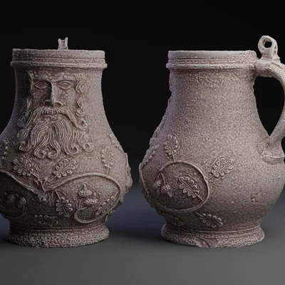 Mô hình ly cổ Bartmannkrug (Grey Beard Mug) in 3D độc đáo