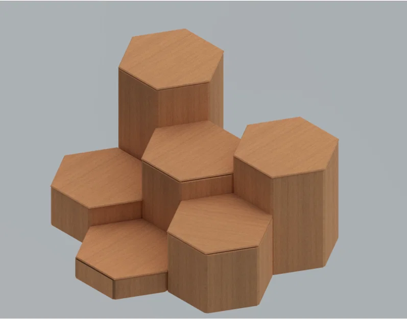 Bộ bệ trưng bày và khay lưu trữ hình lục giác in 3D thông minh - Image 1
