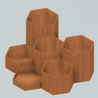 Bộ bệ trưng bày và khay lưu trữ hình lục giác in 3D thông minh