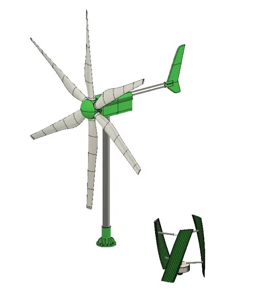 Tua-bin gió 6 cánh variable pitch tham số (2,7m) – kèm STEP files - Image 14