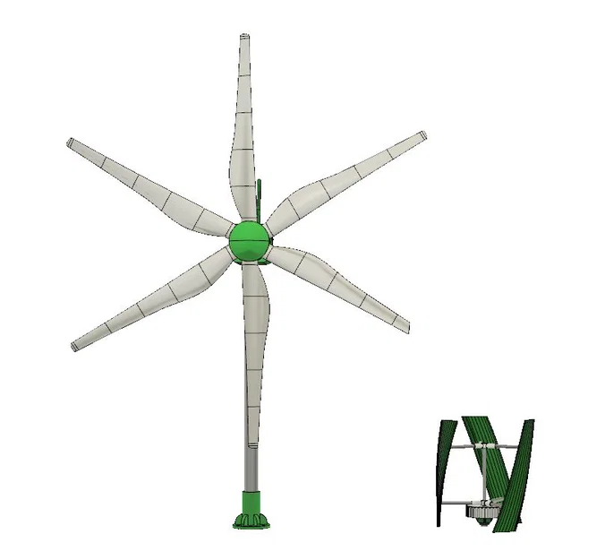 Tua-bin gió 6 cánh variable pitch tham số (2,7m) – kèm STEP files - Image 16