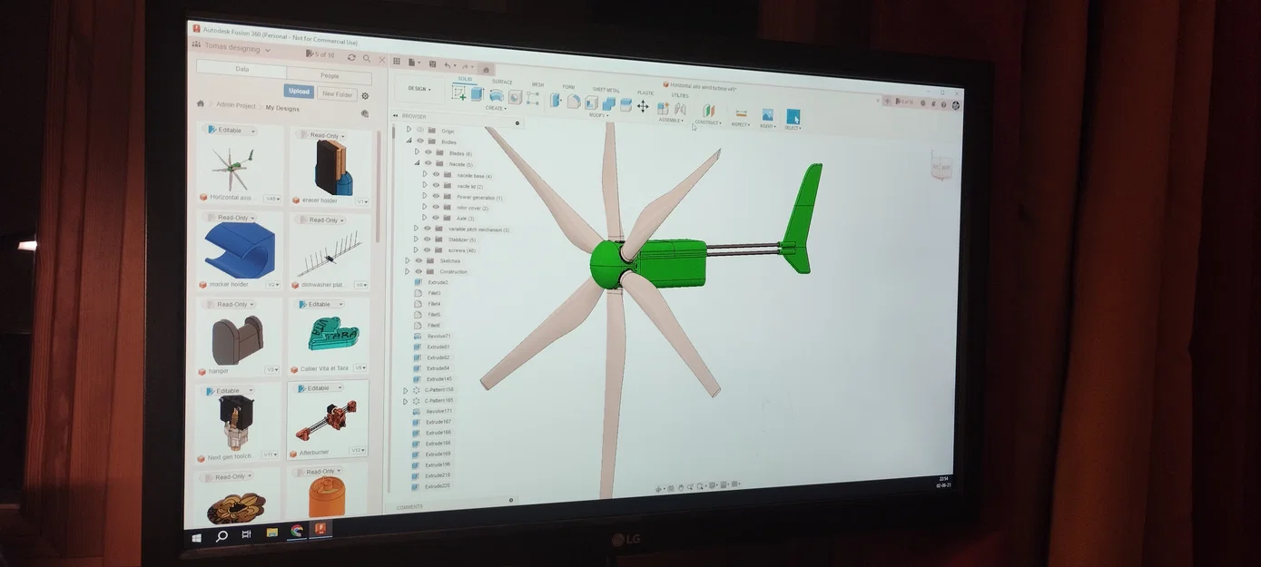 Tua-bin gió 6 cánh variable pitch tham số (2,7m) – kèm STEP files - Image 37