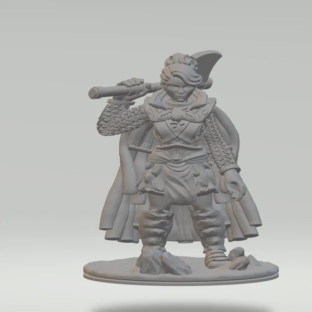 Mô hình 3D nữ chiến binh lùn (Dwarf Fighter) với rìu chiến cực ngầu - Image 1